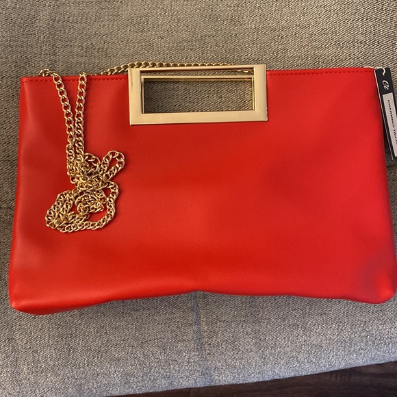 Red Clutch with Gold Strap and Gold Details - Picture 4 of 4